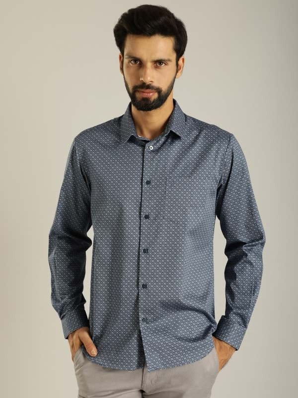 Indian Terrain Men All Over Print Blue Shirt